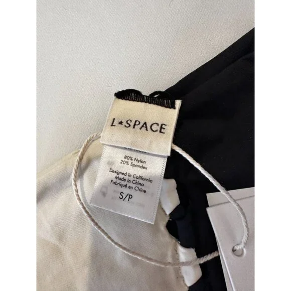 NWT L Space Anthropologie Black Cream Solstice Classic Bikini Bottom Sz S - Picture 3 of 13